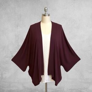 Lane Bryant Plus Size 26/28 Plum Draped Open Front Kimono Cardigan